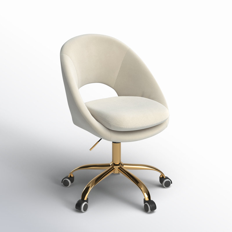 Doreen Velvet Modern Task Chair with Ergonomic Design, Tan Velvet