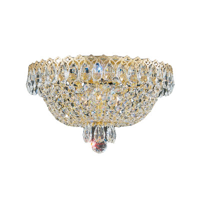 Camelot 3 Light 11in x 7in Flush Mount in Silver with Clear Optic Crystals