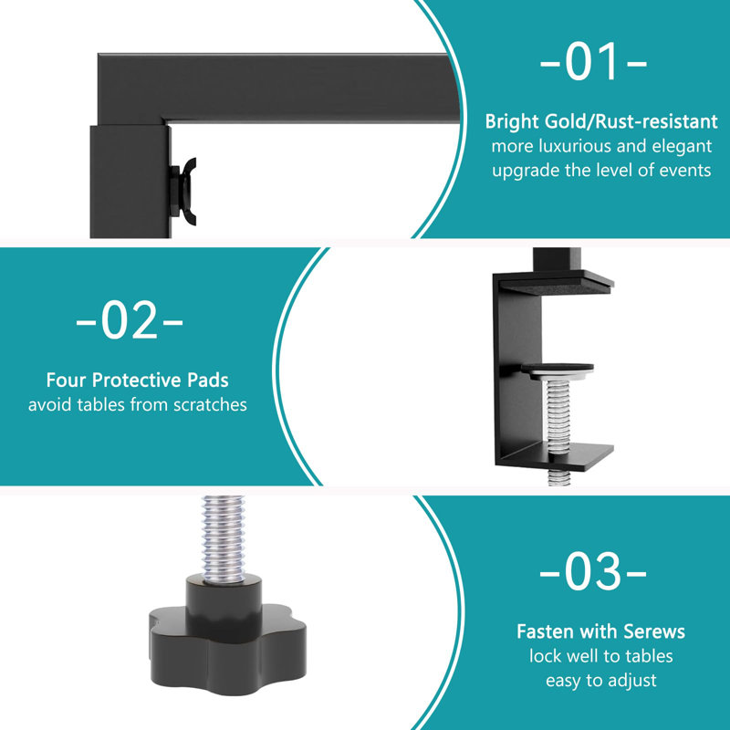 Adjustable Over the Table Rod Stand with Clamps, Black