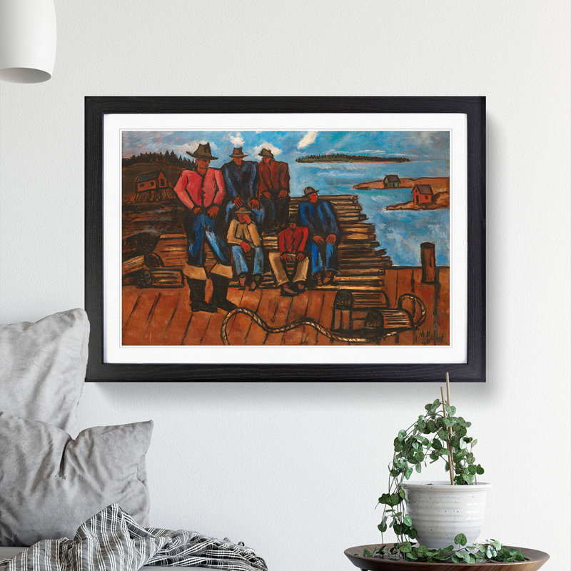 Lobster Fishermen by Marsden Hartley - Picture Frame Painting, Black Framed, 48cm H x 65cm W x 2cm D