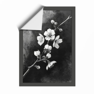 Moonlit Cherry Blossom Botanical - Framed Print