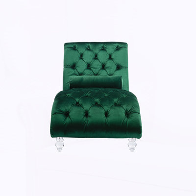 Chaise longue capitonnée à boutons avec coussin pour le bureau de la chambre à coucher