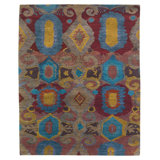 Can-Can Avignon Wool Geometric Area Rug in Blue/Red/Yellow