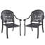 Chaise de patio en fonte d'aluminium 2 pièces avec structure noire et coussins bleus