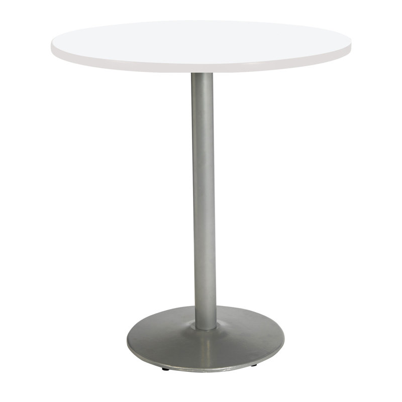 Table de salle à manger ronde Mode, H 41 po x L 36 po x l 36 po, Blanc de designer, Argent
