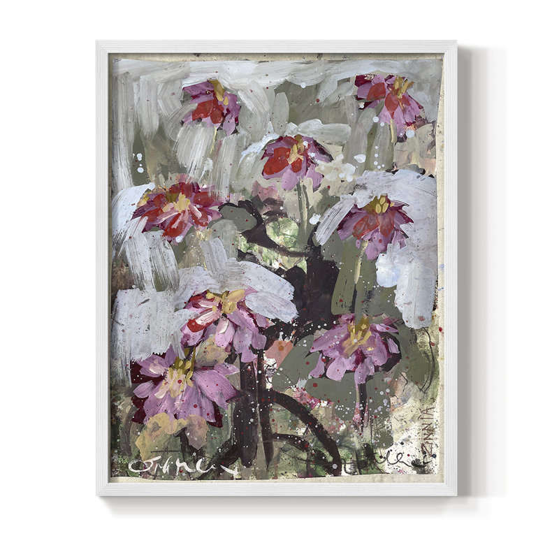 Impression encadrée Zinnia I - bois massif, H 20 po x l 16 po, Blanc