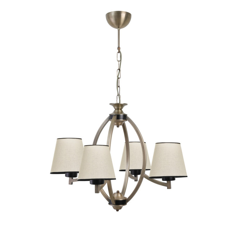 Roberson 4 - Light Shaded Chandelier, Gold, Beige