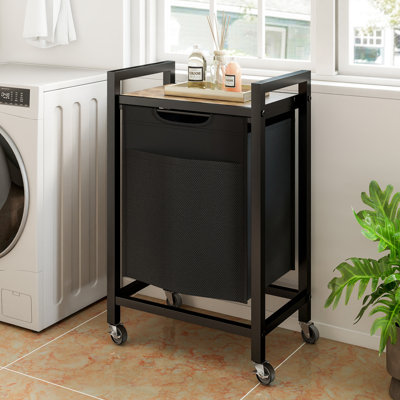 Panier à linge avec roulettes, panier à linge autoportant avec sacs amovibles et plateforme de rangement