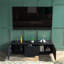 Console 58 po avec design en spirale unique et moderne avec meuble de rangement et meuble télé 2 tiroirs pour le salon, la chambre à coucher-133200660