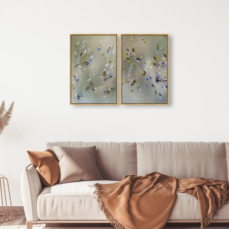 Spontaneous Traces Set Set by Oliver Gal, 110"H x 74"W, Gold Floater Frame