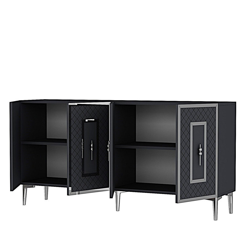 Adams Modern Wall-Mounted Console Table, Anthracite & Silver, 59.1 x 29.5 x 12.6 inches | 100% Melamine Coated Particle Board, Thickness: 0.7 inches | Numerous Shelves, Geometric Design, Ideal for Industrial Spaces