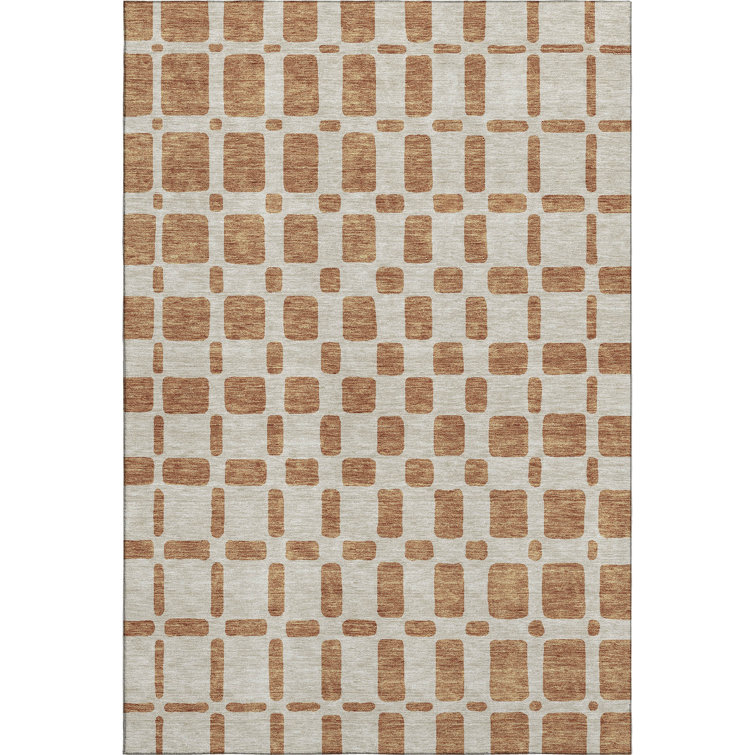 Premium Machine Washable Prisco Terracotta Rug