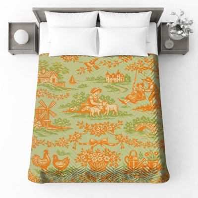 Couvre-lit matelassé à motif de toile pastorale toutes tailles