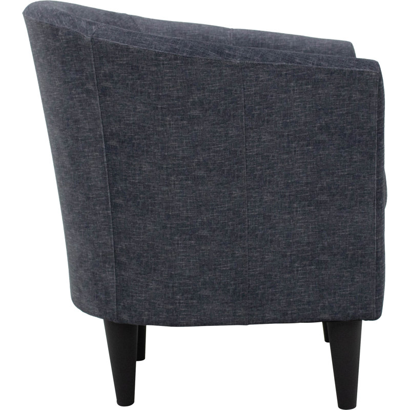 Kronos Upholstered Barrel Chair, Aston Anthracite Polyester, Black