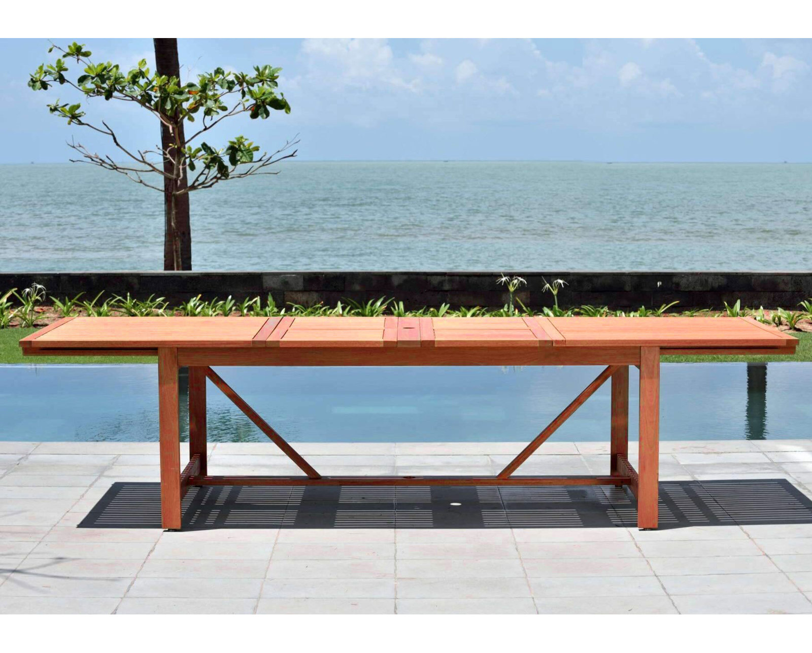 Alyisa 118" Eucalyptus Patio Dining Set, Dark Eucalyptus