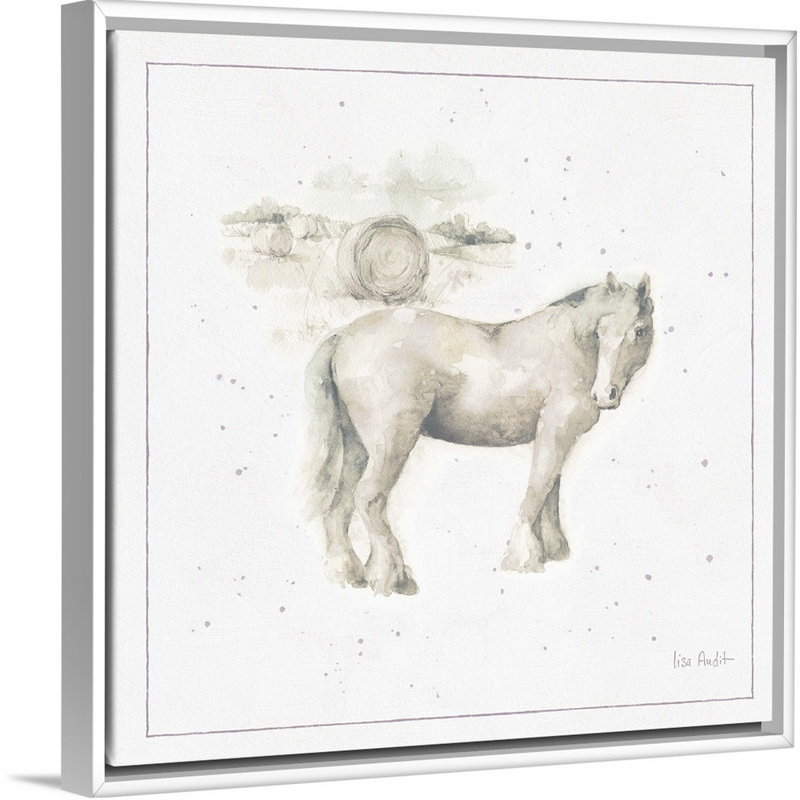 «Farm Friends», art mural neutre sur toile, H 26 po x l 26 po x P 2 po, Toile avec cadre blanc