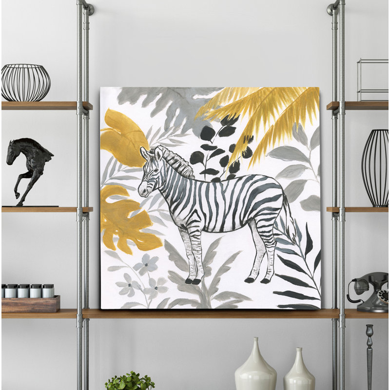 « jungle zèbre », peinture, H 24 po x l 24 po x P 1,5 po, Toile tendue