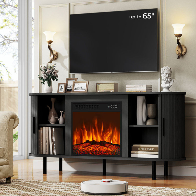 Unfinished with Fireplace Included, 68.7cm H x 139.7cm W x 40cm D, Black