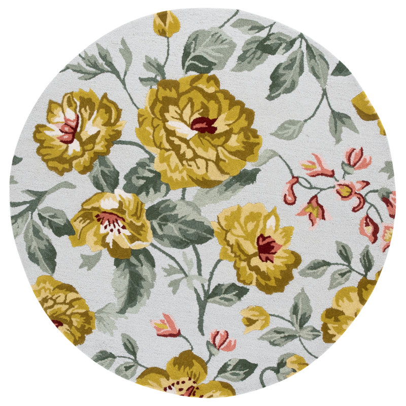 Jardin 275 Hand Tufted Indian Wool Pile Floral Rug, Round 6'
