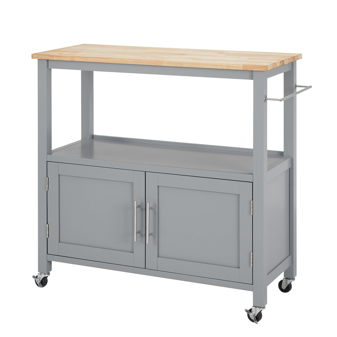 Penka Solid Wood Top Kitchen Cart Winston Porter Base 