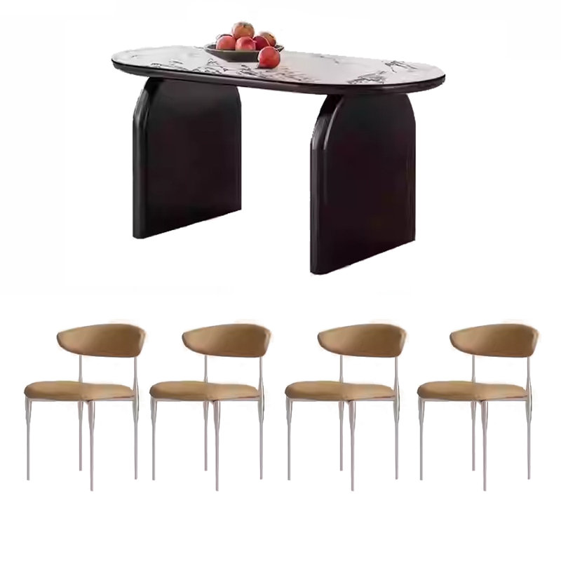Table et chaise de salle à manger de style crème minimaliste, H 29,5 po x L 55,1 po x l 31,4 po