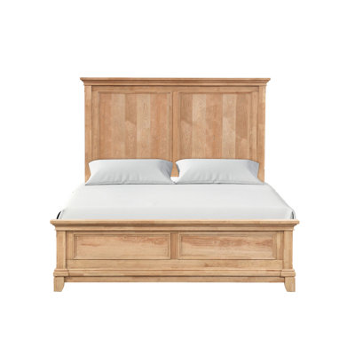 Queen Size Bedframe In Style, Natural Oak Color, Plank Headboard, Wood Materials Bed With Design, Engineered And Rubberwood