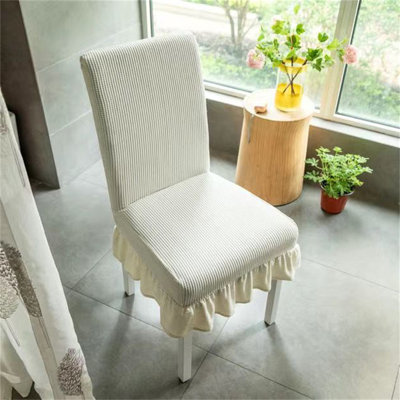 Housse pour chaise de salle à manger crème en polyester côtelé