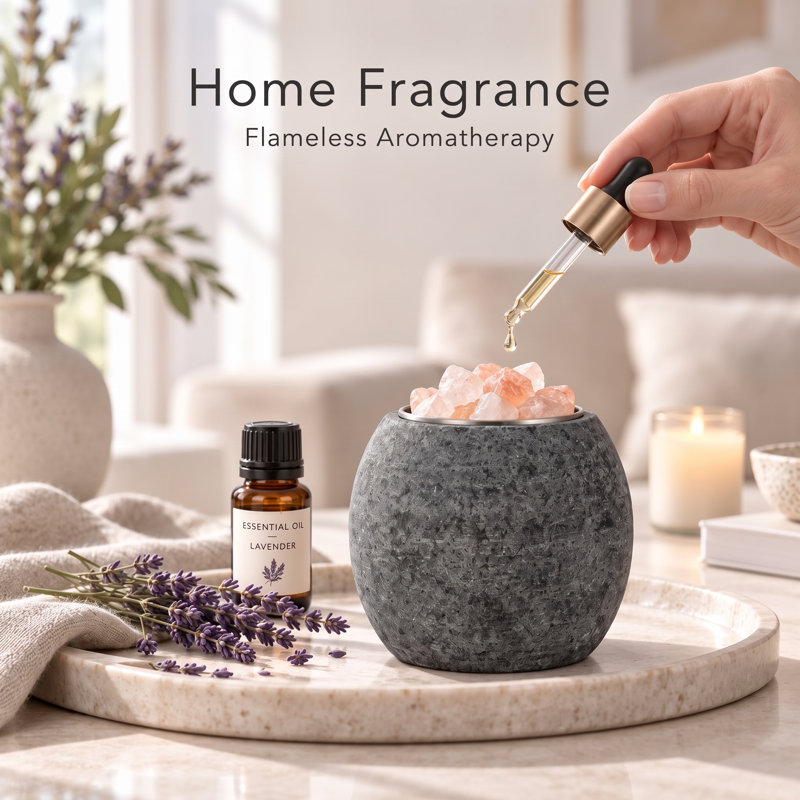 Diffuseur d'huiles essentielles pour sauna en granit naturel massif avec insert amovible en acier inoxydable, porte-huiles essentielles et accessoires pour saunas traditionnels et infrarouges.