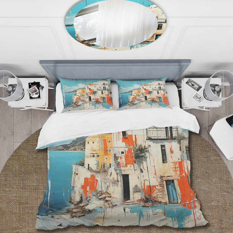Ensemble de housse de couette Greek Island Impression Of Santorini 2 - Santorini