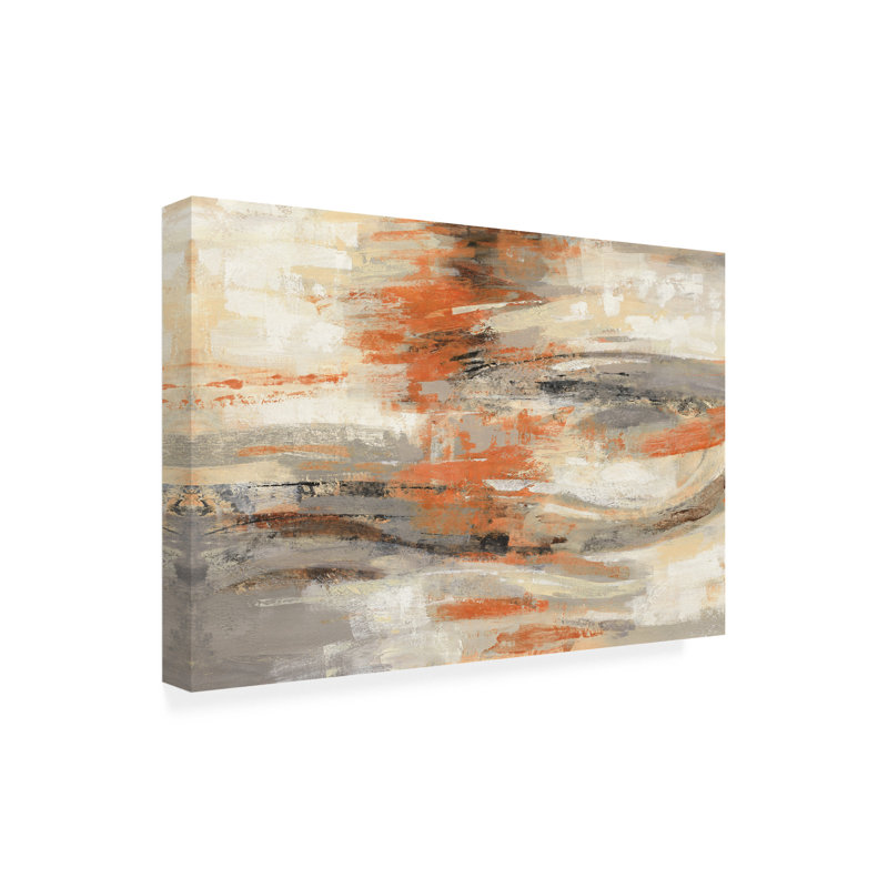 Art mural sur toile tendue - «Golden Dust Crop Orange» de Silvia Vassileva pour décoration de salon, de chambre à coucher ou de bureau - 30 x 47