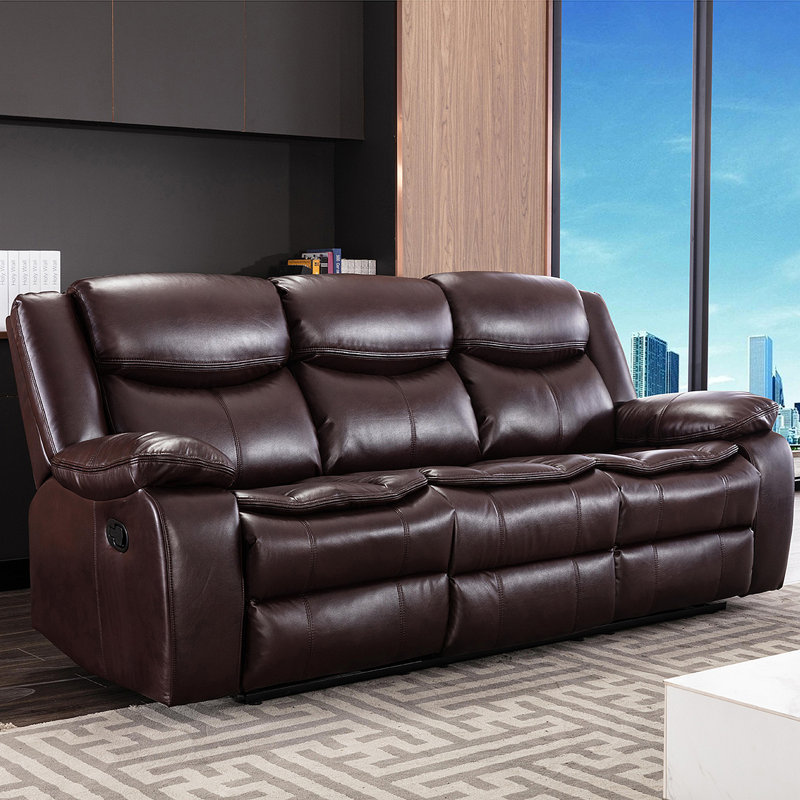 1+2+3 Manual Recliner Loveseat Reclining Sofa Set, Brown