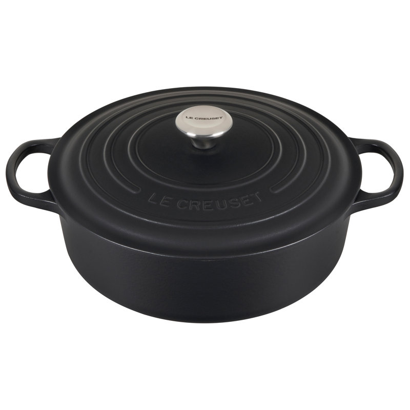 Le Creuset Signature Enameled Cast Iron Round Dutch Oven with Lid, Licorice, 6.75 quarts