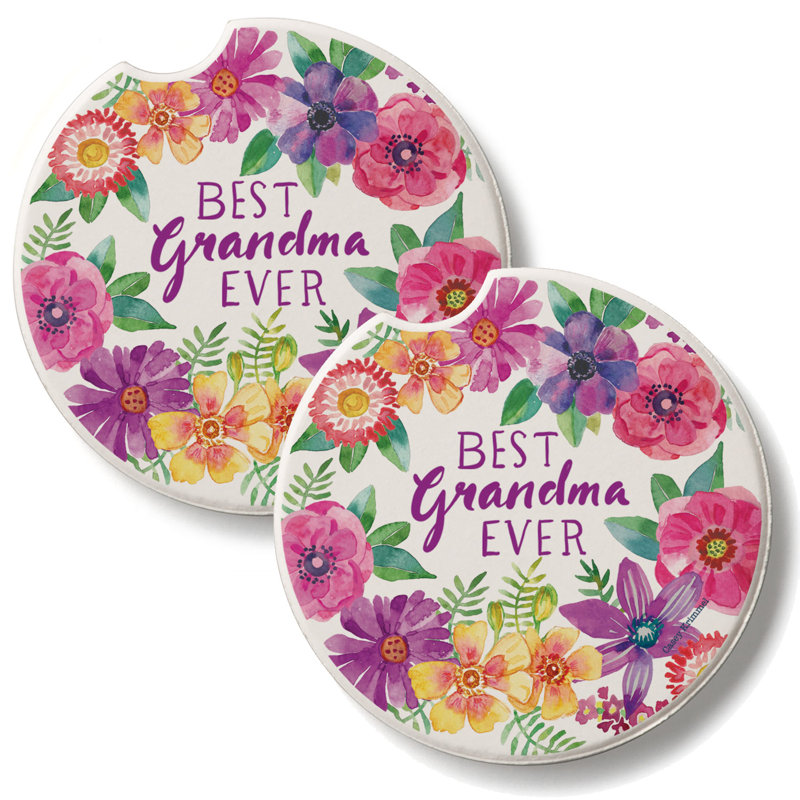 «Best Grandma Ever», ensemble de 2 sous-verres en pierre