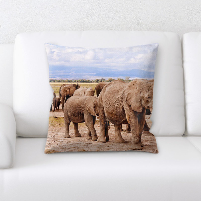 Housse de coussin et insert Elephants