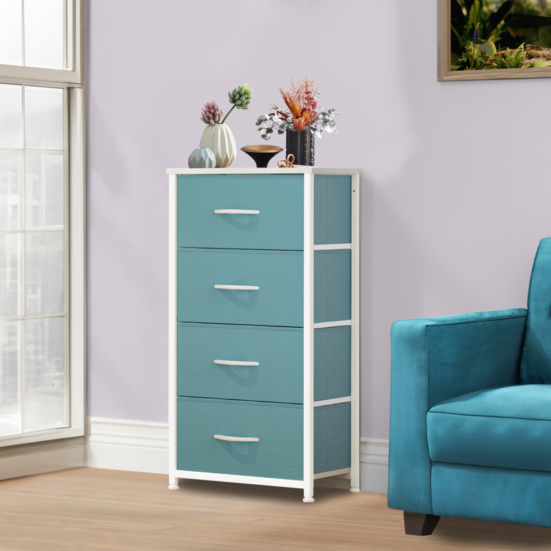 Charlet 4 Drawer Chest of Drawers 45Cm W Bedroom Drawers, Blue/White