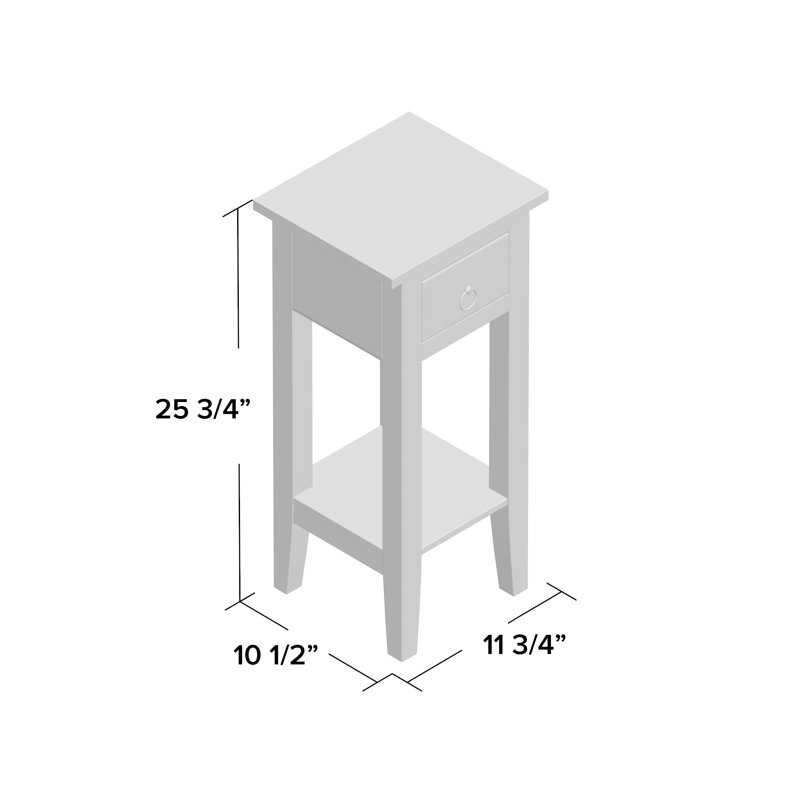 Aule Solid Wood End Table with Storage, Antique Black