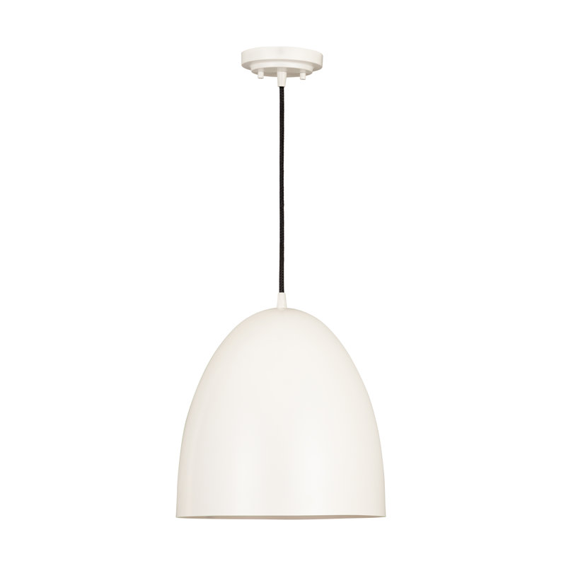 Luminaire suspendu 1 lumière Havertown Dome, H 15,5 po x l 12 po x P 12 po, Blanc mat, Blanc