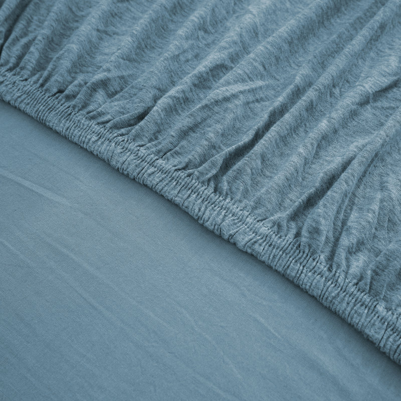 Jersey Knit Fitted Sheet, Double (4'6), Washed Blue
