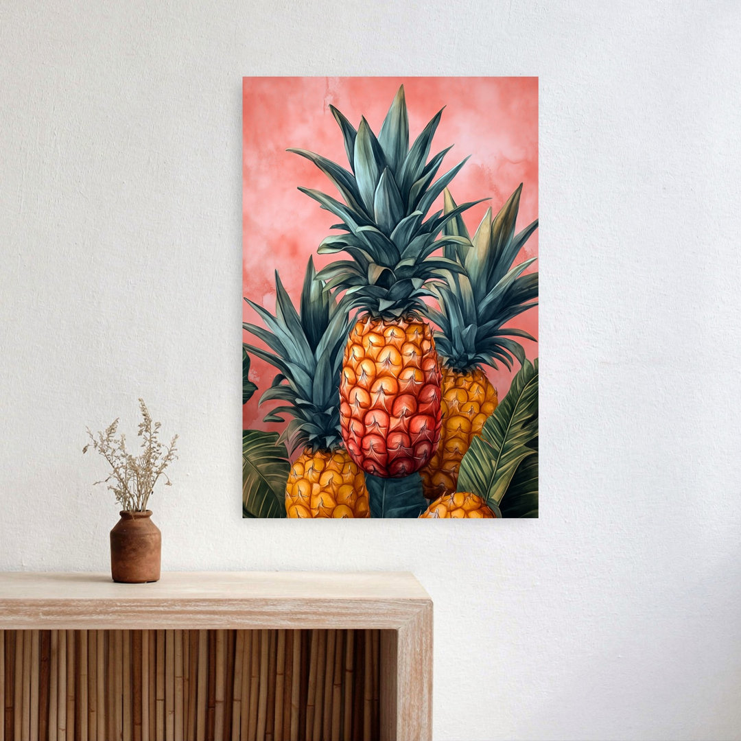 Colorful Tropical Pineapples Colorful Modern Vibrant Fruit Nature Wall Art Print