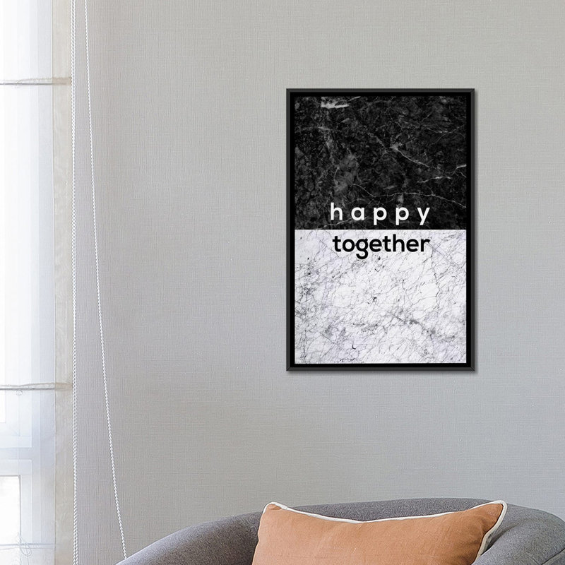 « happy pair », impression sur toile, Toile encadrée noire, Pas de tapis, H 48 po x l 32 po x P 1,5 po