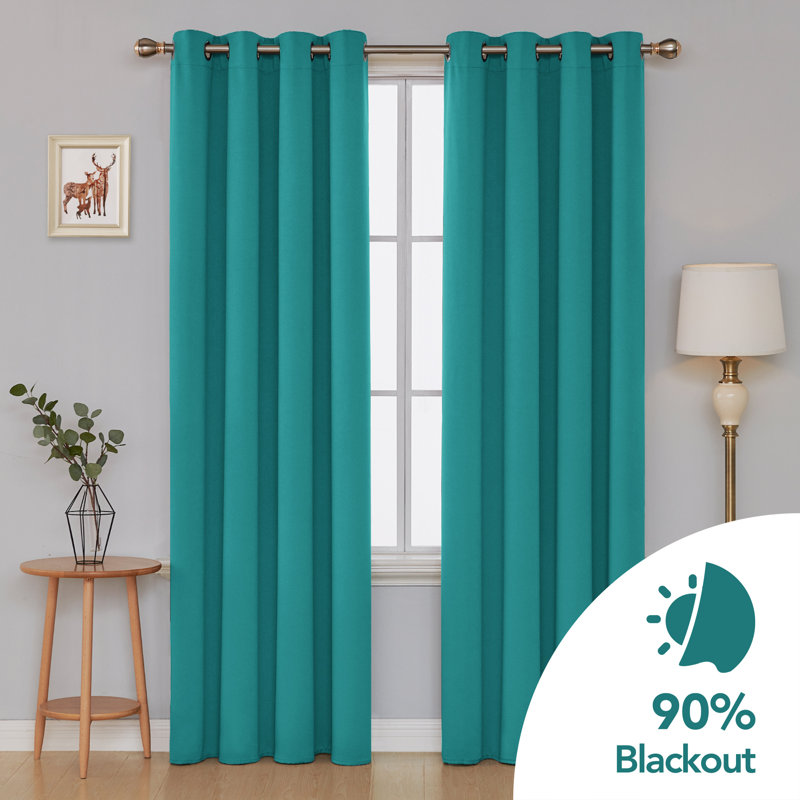 Brynnli Eyelet Blackout Thermal Curtains, 140cm W x 245cm D, Turquoise