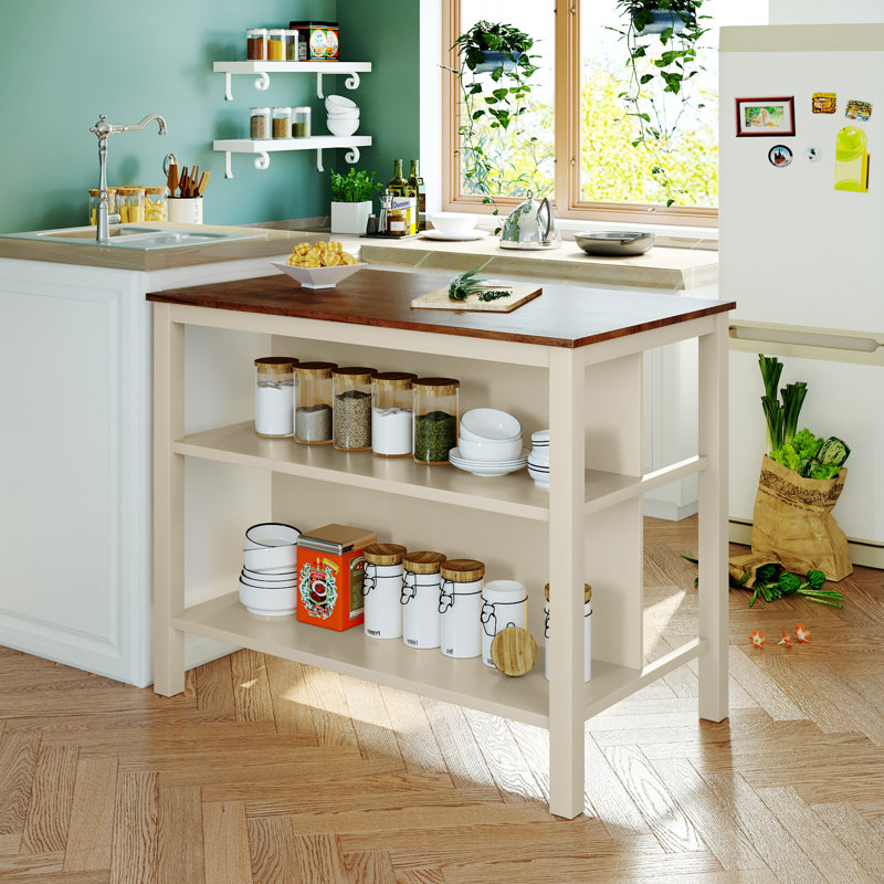 Îlot de cuisine fixe en bois massif rustique 45 po TopMAX