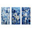 Carreaux botaniques bleus et blancs I - ensemble de 3 décorations murales à carreaux abstraits-1141967137-1141967139