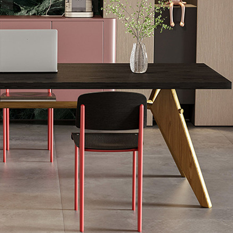 Modern Durable Multi-functional Rectangular Desk, Black/Brown, 29.52" H x 78.74" W x 31.49" D