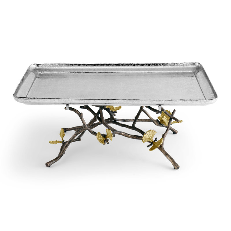 Butterfly Ginkgo Footed Tray, 6.75" H x 18" W x 12" D