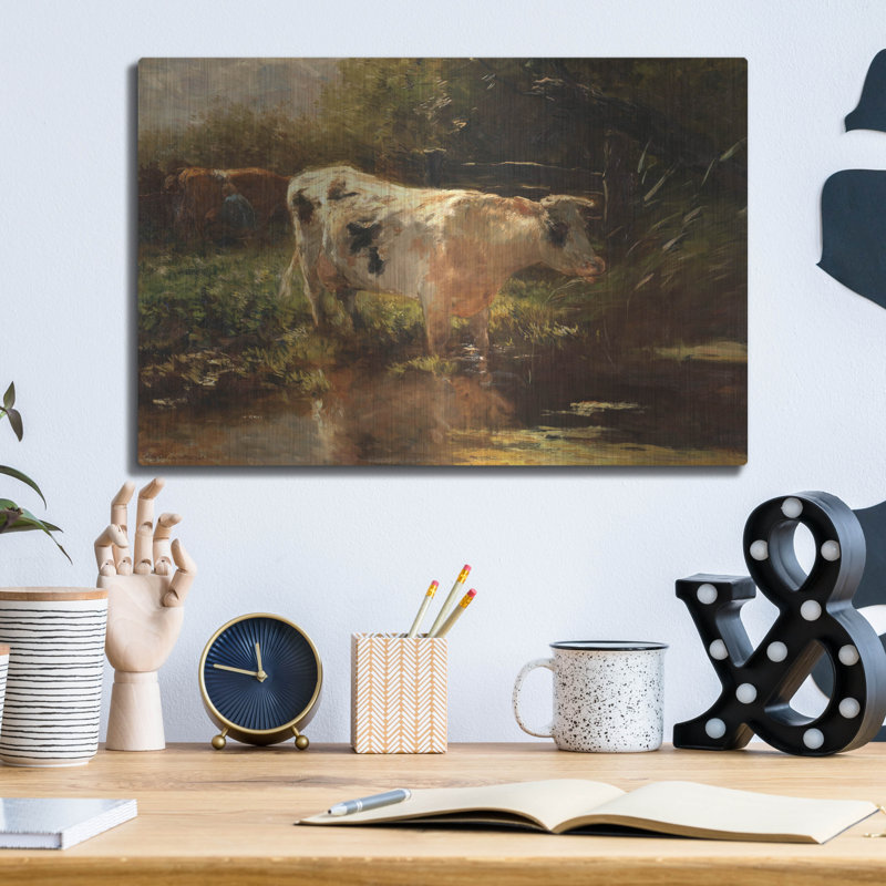 «Cow Beside A Ditch» par willem maris, H 12 po x l 16 po