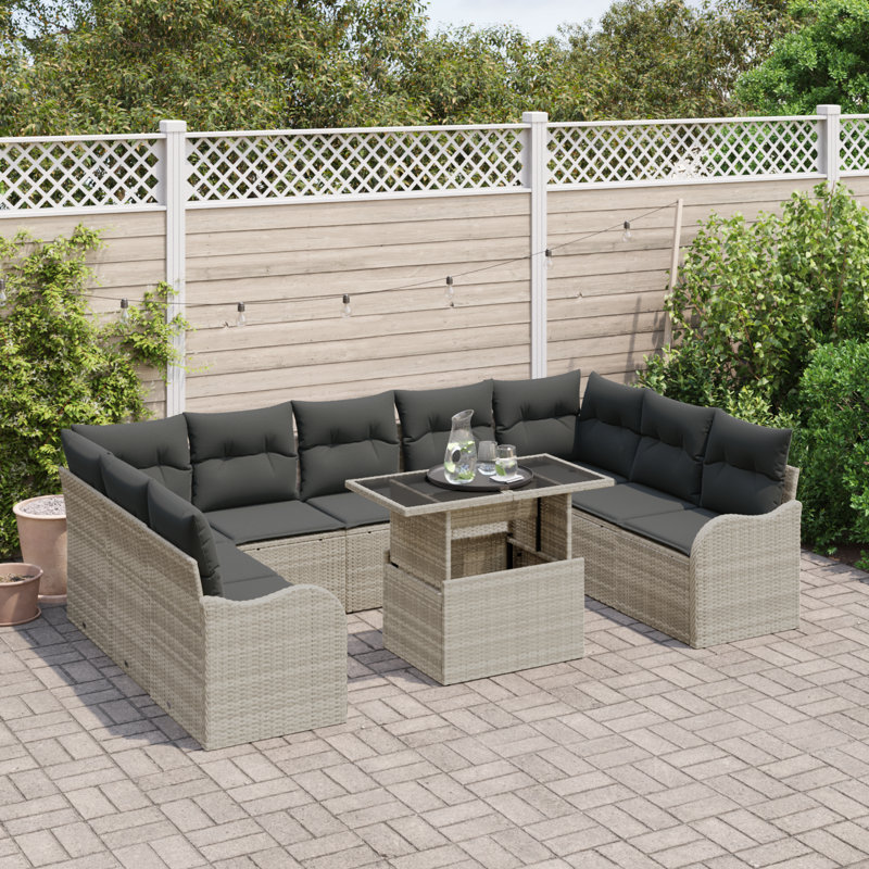 289cm Wide Patio Sofa with Cushions