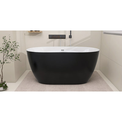 67" X 29.5" Freestanding Soaking Acrylic Bathtub In Matte Black