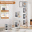 Aarn Plastic Foldable Stackable Storage Box On Wheels, Slim Bathroom Storage Cabinet With Doors And Shelves, Tall Narrow Bathroom Storage Organizer With Movable Wheels-1074429987