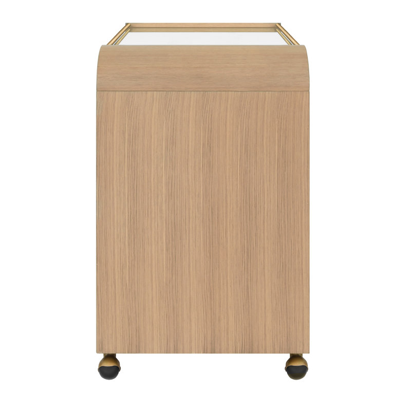 Myer Solid Wood Bar Cart, Natural Oak